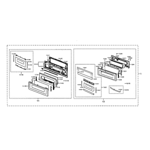 Door Assembly Diagram and Parts List for NX58M6850SS AA-0000 Samsung Microwave Oven Combo