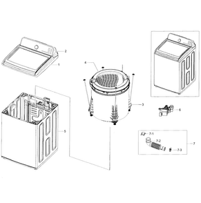 Main Diagram and Parts List for WA45H7200AP A2-0001 Samsung Washer