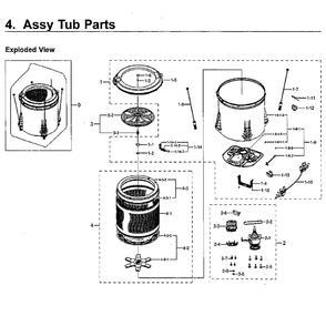 Tub Diagram and Parts List for WA40J3000AW AA-12 Samsung Washer