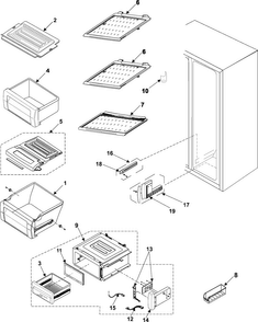 Refrigerator Shelves Diagram and Parts List for RS257BARB XAA Samsung Refrigerator