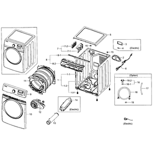 Main Assy Diagram and Parts List for DV405ETPASU AA-0000 Samsung Dryer