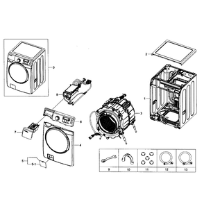 Main Assembly Diagram and Parts List for WF405ATPAWR AA-01 Samsung Washer