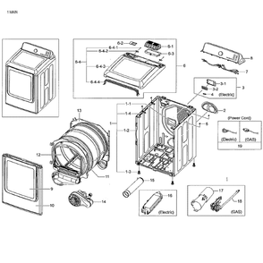 Main Assembly Diagram and Parts List for DV48J7700EW A2-02 Samsung Dryer