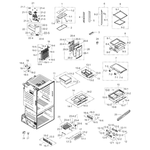 Fridge Diagram and Parts List for RF263TEAESR AA-02 Samsung Refrigerator
