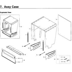 Case Diagram and Parts List for DW80K5050UW AA-0000 Samsung Dishwasher
