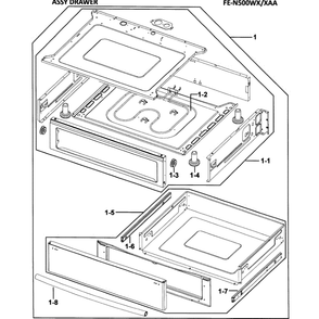 Drawer Assembly Diagram and Parts List for FE-N500WX XAA-00 Samsung Range