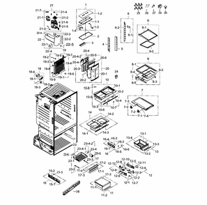 Fridge Diagram and Parts List for RF263TEAEWW AA-0002 Samsung Refrigerator