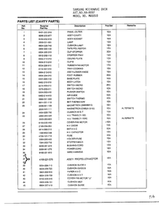 Complete Microwave Assembly Page 4 Diagram and Parts List for MW1010 XAA Samsung Microwave