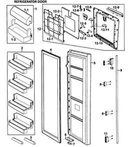 Right Door Diagram and Parts List for RH269LBSH XAA-0000 Samsung Refrigerator