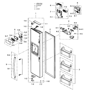 Left Door Diagram and Parts List for RH25H5611SR AA-01 Samsung Refrigerator