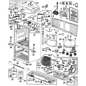 Cabinet Diagram and Parts List for RF267AZRS XAA-0000 Samsung Refrigerator