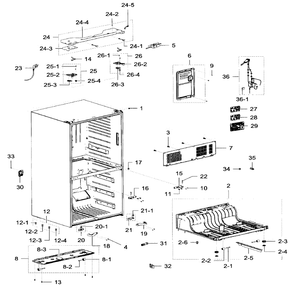 Cabinet Diagram and Parts List for RF32FMQDBSR AA-05 Samsung Refrigerator