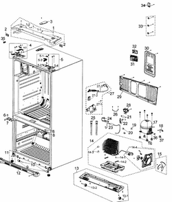Cabinet Diagram and Parts List for RF26XAERS XAA Samsung Refrigerator