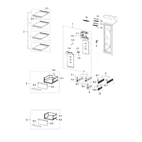 Fridge Side Diagram and Parts List for RH29H8000SR AA-00 Samsung Refrigerator
