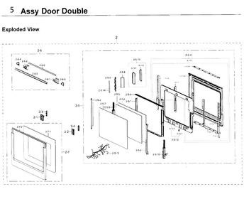Door Double Diagram and Parts List for NV51K7770DS AA-0000 Samsung Wall Oven