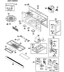 Cabinet 2 Assy Diagram and Parts List for SMH8165ST XAA-00 Samsung Microwave
