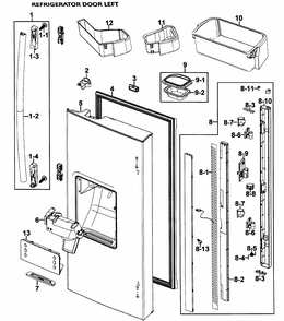 Left Door Diagram and Parts List for RF26VACPN XAA-00 Samsung Refrigerator