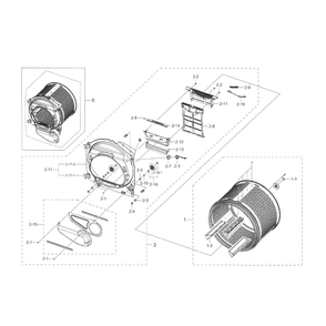 Drum Diagram and Parts List for DV22K6800EW A1-0001 Samsung Dryer