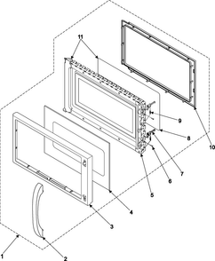 Door Assembly Diagram and Parts List for MO1650BA XAA Samsung Microwave