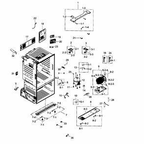 Cabinet Diagram and Parts List for RF263BEAESP AA-0001 Samsung Refrigerator