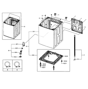 Frame Assy Diagram and Parts List for WA5451ANP XAA-0001 Samsung Washer