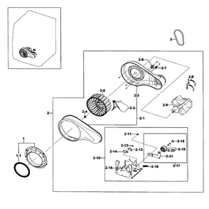Motor Assembly Diagram and Parts List for DV511AER XAA-0000 Samsung Dryer
