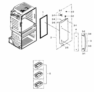 Refrigerator Door R Diagram and Parts List for RF25HMEDBSR AA-0001 Samsung Refrigerator