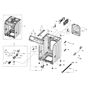 Frame And Cover Diagram and Parts List for WF433BTGJWR A2-0000 Samsung Washer