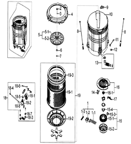 Tub Assy Diagram and Parts List for WA5471ABP XAA-0000 Samsung Washer