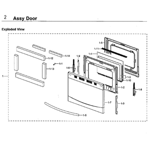 Door Diagram and Parts List for NX58F5500SS AA-02 Samsung Range