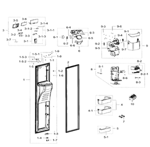 Left Door Diagram and Parts List for RH29H9000SR AA-0001 Samsung Refrigerator