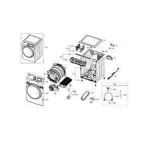 Main Assembly Diagram and Parts List for DV42H5600EW A3-0000 Samsung Dryer