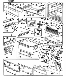 Freezer Diagram and Parts List for RF26VACWP XAA-00 Samsung Refrigerator