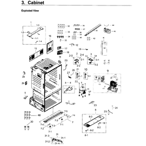 Cabinet Diagram and Parts List for RF263TEAESG (AA)(0001) Samsung Refrigerator