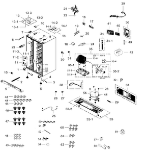 Cabinet Diagram and Parts List for RH25H5611SR AA-0000 Samsung Refrigerator