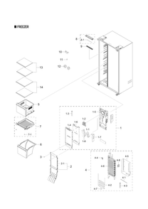 Freezer Parts Diagram and Parts List for RS22T5561SG AA-00 Samsung Refrigerator