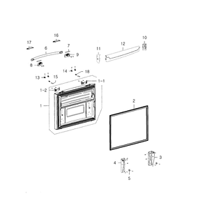 Freezer Door Diagram and Parts List for RFG237AABP XAA-01 Samsung Refrigerator