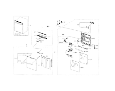 Door Diagram and Parts List for DW80F600UTS AA-0001 Samsung Dishwasher