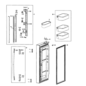Door Left Diagram and Parts List for RF266ACWP XAA-00 Samsung Refrigerator
