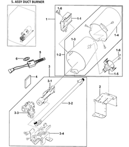 Heater Assy Diagram and Parts List for DV337AGW XAA-0000 Samsung Dryer
