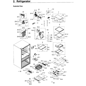 Refrigerator Diagram and Parts List for RF30KMEDBSG AA-0000 Samsung Refrigerator
