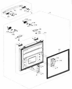 Freezer Door Diagram and Parts List for RF217ABRS XAA-0000 Samsung Refrigerator