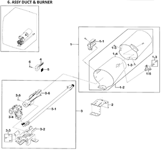 Duct & Burner Diagram and Parts List for DV219AGW XAA-0001 Samsung Dryer