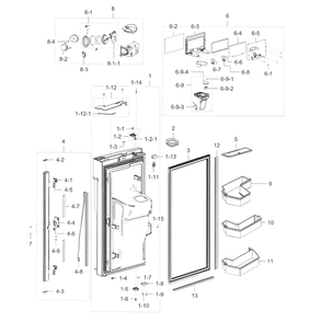Fridge Door L Diagram and Parts List for RF32FMQDBSR AA-10 Samsung Refrigerator