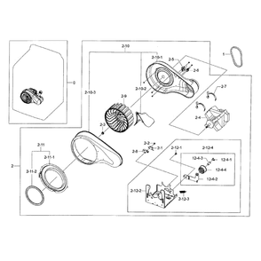Motor Duct Diagram and Parts List for DV56H9100EG A2-0000 Samsung Dryer