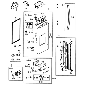 Refrigerator Door L Diagram and Parts List for RF25HMEDBWW AA-0001 Samsung Refrigerator