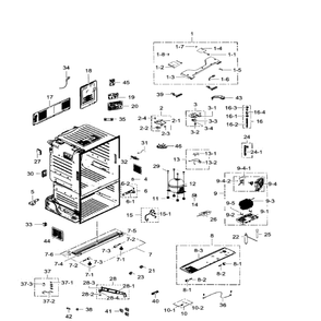 Cabinet Diagram and Parts List for RF30HDEDTSR AA-07 Samsung Refrigerator