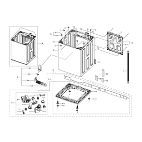 Frame Assembly Diagram and Parts List for WA456DRHDSU AA-02 Samsung Washer