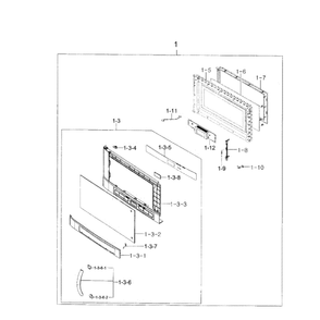 Door Assembly Diagram and Parts List for SMH9207ST XAA-01 Samsung Microwave Oven Combo