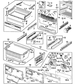 Freezer Diagram and Parts List for RFG237AAPN XAA-0000 Samsung Refrigerator